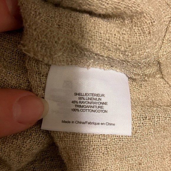 Tory Burch Jonisse tan/blue linen blend tunic top with pockets - Picture 11 of 11